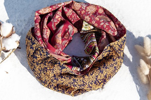omhandmade 花朵藤蔓絲綢絲巾/滑面絲綢絲巾/法式浪漫絲綢圍巾/雙面圍巾-北歐