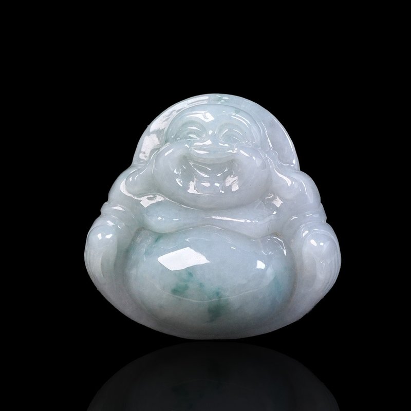 Floating Flower Jade Maitreya Buddha Necklace | Stone| Natural Burmese Jade Jade A Grade | Gift - สร้อยคอ - หยก หลากหลายสี