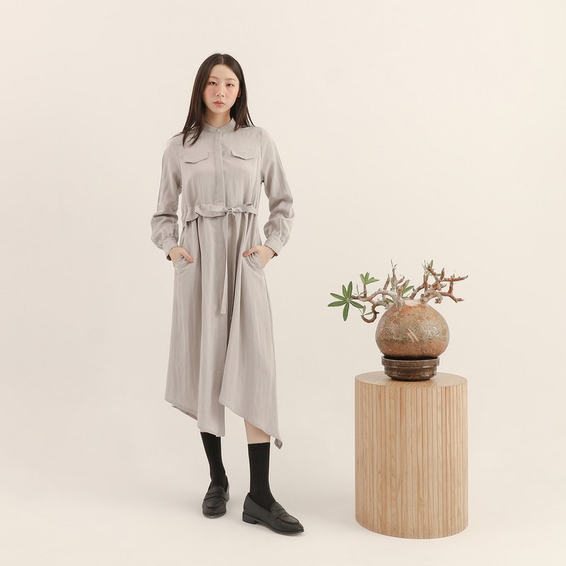 【經典原創】Outstand_曠世不對稱洋裝_CLD505_灰 - 洋裝/連身裙 - 聚酯纖維 灰色