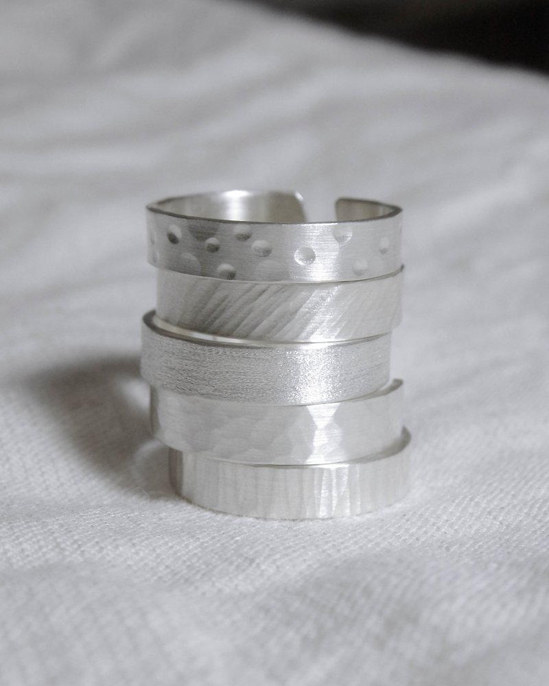 Sterling silver texture round ring open ring, pair ring - free typing - General Rings - Sterling Silver Silver