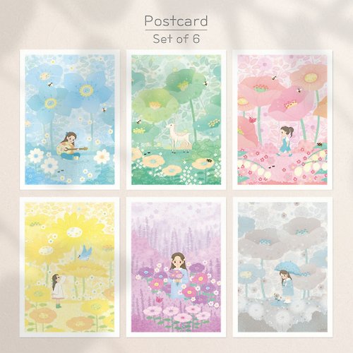 yoonjii7.nara Poetic moment illustration Postcard set of 6
