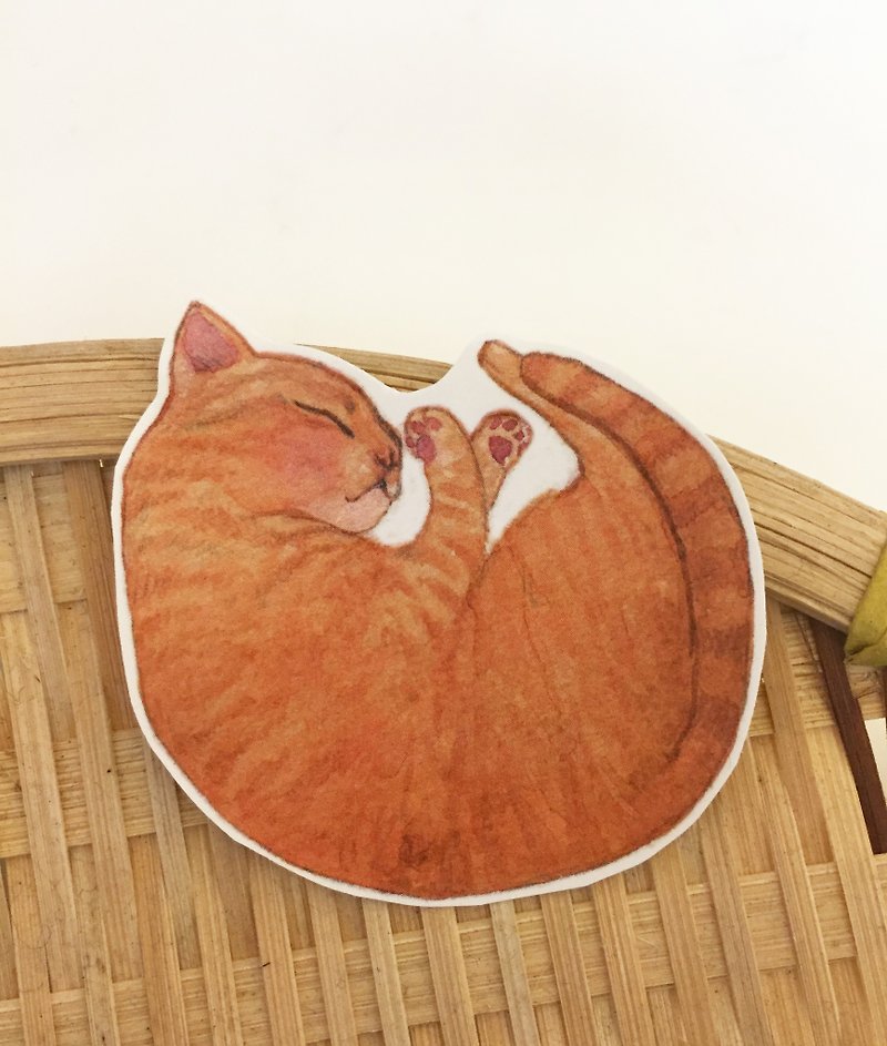怠惰な猫リラックスした簡単な生活猫のステッカー - シール - 紙 カーキ