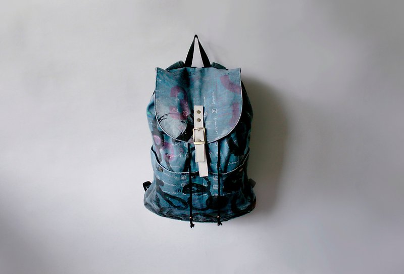 After the rope backpack small gray blue - Backpacks - Cotton & Hemp Blue