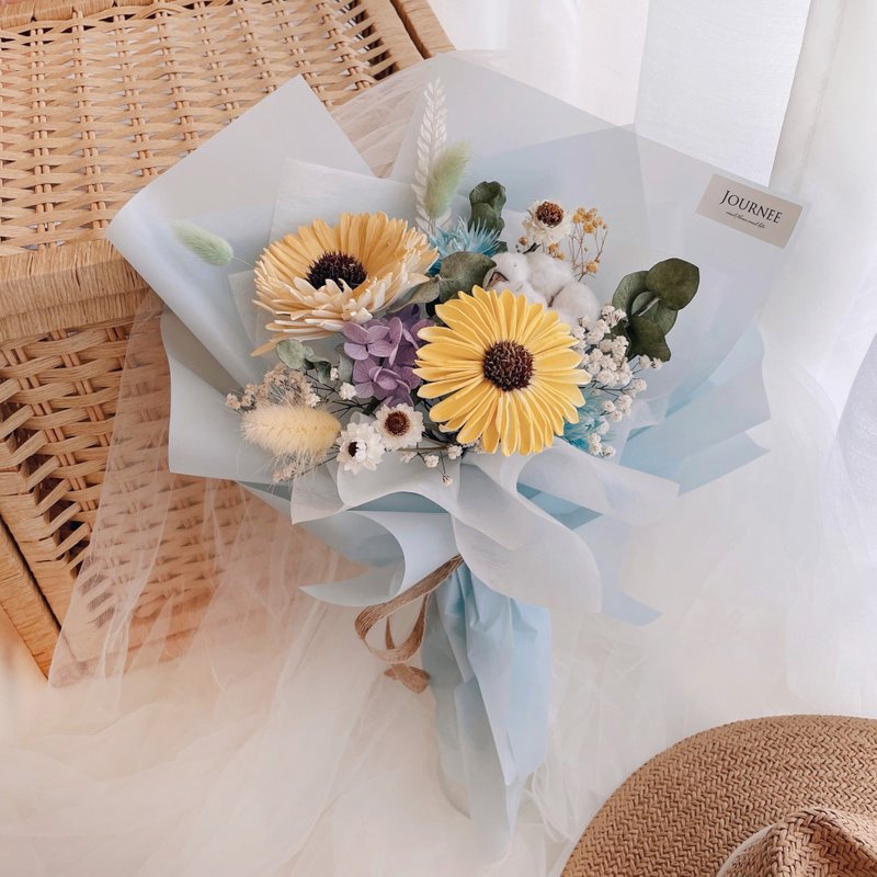 Journee Blue Graduation Bouquet Dry Bouquet Sunflower Sunflower Sola Flower Gift - Dried Flowers & Bouquets - Plants & Flowers 