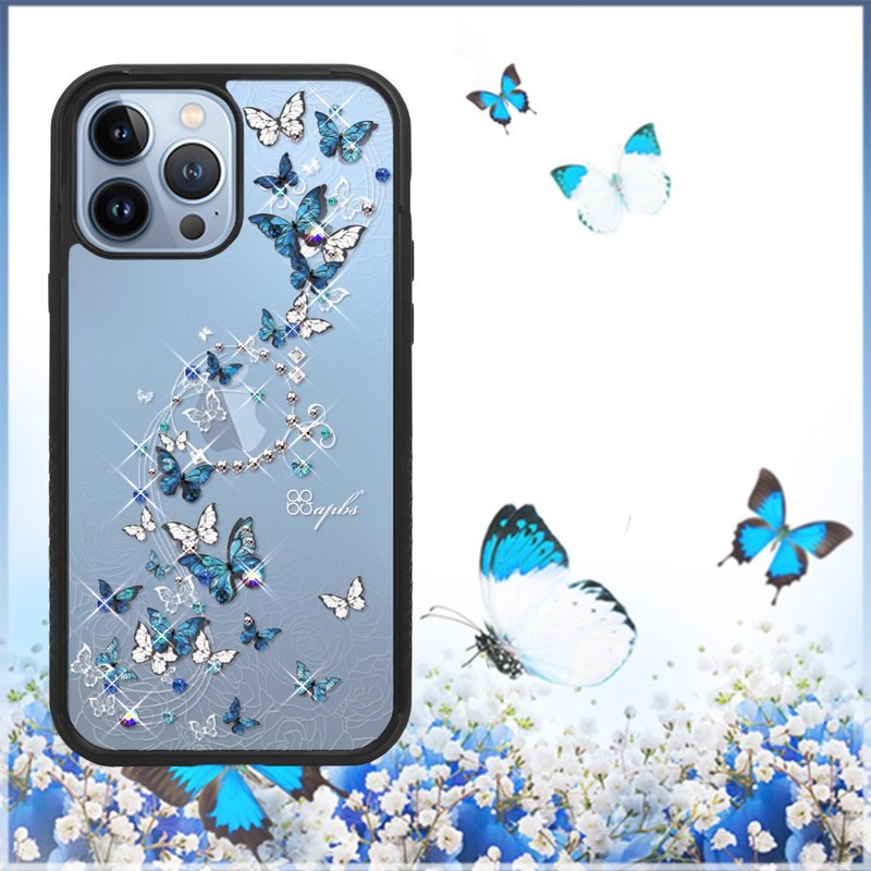 imos聯名款 iPhone 13全系列 軍規防摔水晶彩鑽手機殼-藍色圓舞曲 - 手機殼/手機套 - 其他材質 多色