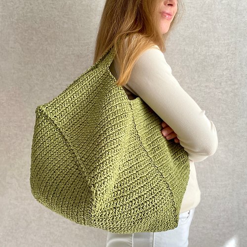 LunarCat PDF PATTERN Crochet Raffia Square Bag, Crochet Tote Bag Pattern