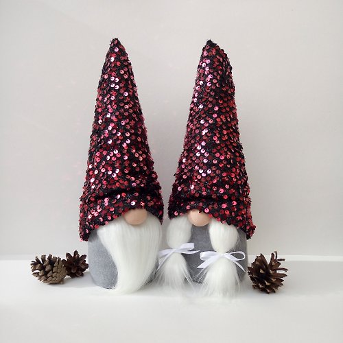 GnomesByEkaterina Christmas Gnomes - Handmade Gnome Christmas Decorations, 12 Inch Swedish Plush