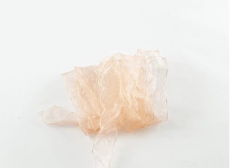 捲邊薄光網紗22mm 50碼/日本限定色 Jolly coral珊瑚橘粉/Outlet - 包裝材料 - 聚酯纖維 