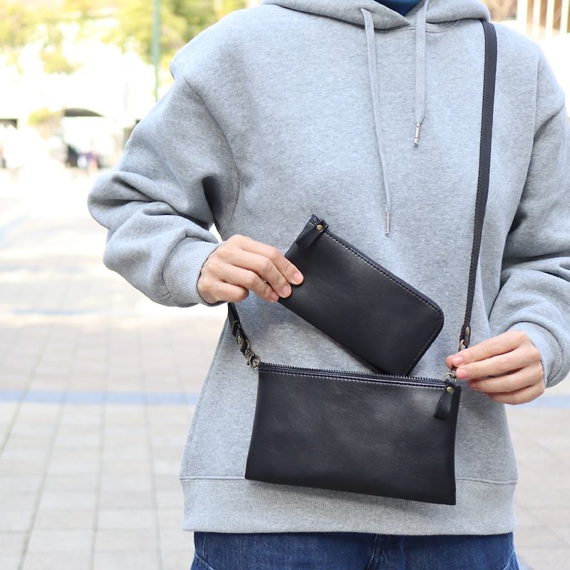 Great value set of long wallet in 7 colors and black pouch Perfect for minimalists Ultra-lightweight, water- and scratch-resistant premium vegan leather Made to order - กระเป๋าสตางค์ - วัสดุอื่นๆ สีดำ