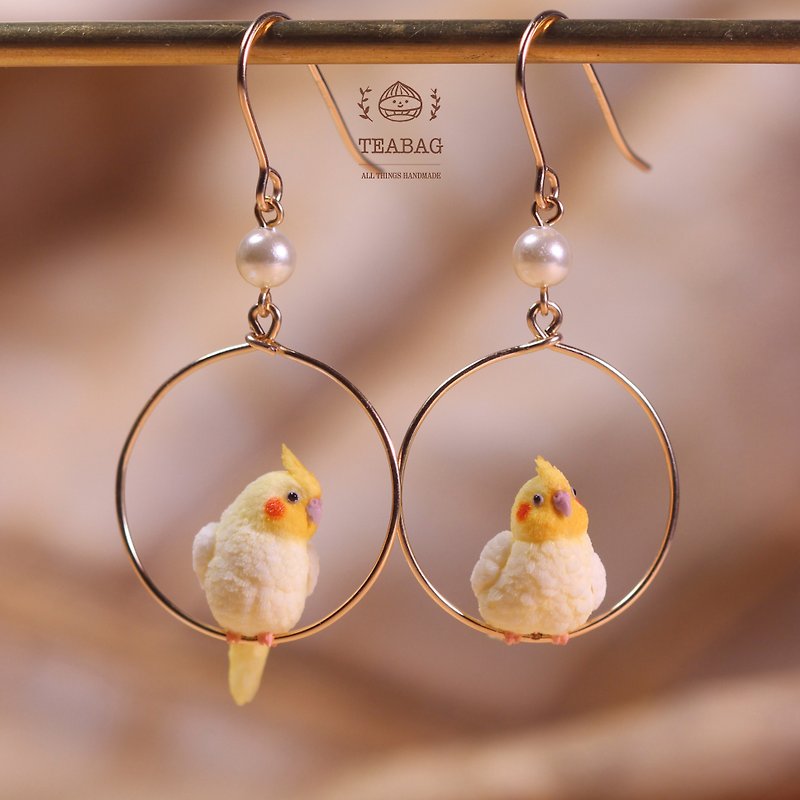 Tea Bag TEABAG Cute Cockatiel Earrings Ear Clip Earrings - Earrings & Clip-ons - Other Materials 