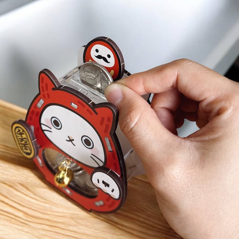 【DIY 手作】招財貓存錢筒+環保杯套組 DIY 置物盒 廣富號 - 木工/竹藝/紙雕 - 木頭 紅色