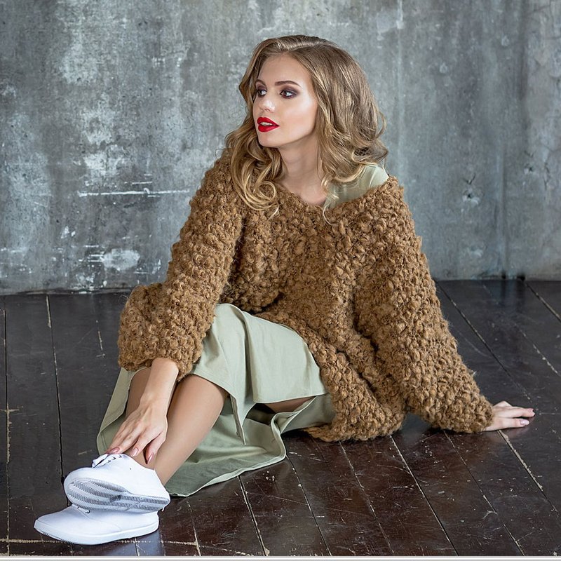Brown Boho-style Jumper Sweater. Knitted from mohair yarn. High-quality handmade - 女裝毛衣/針織衫 - 羊毛 咖啡色