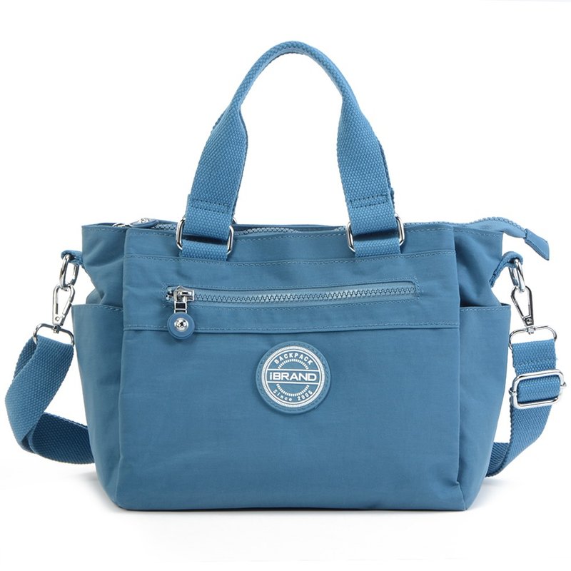 Forget worry grass blue _ dual-purpose tote bag _ the strongest storage with zipper can be cross-body _ adjustable strap - Handbags & Totes - Waterproof Material Blue