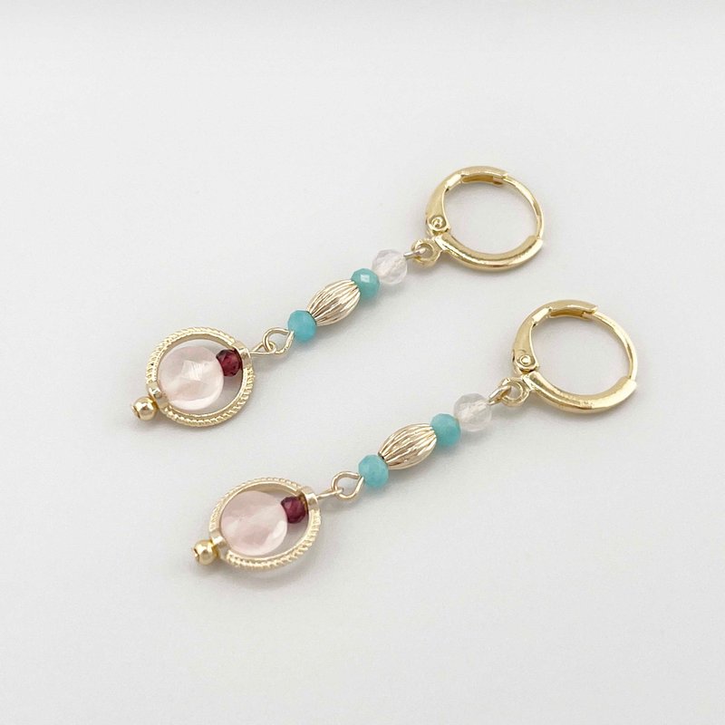 Bellebey Garden | Rose Stone Garnet Stone White Crystal | Natural Crystal Ear - Earrings & Clip-ons - Crystal Purple