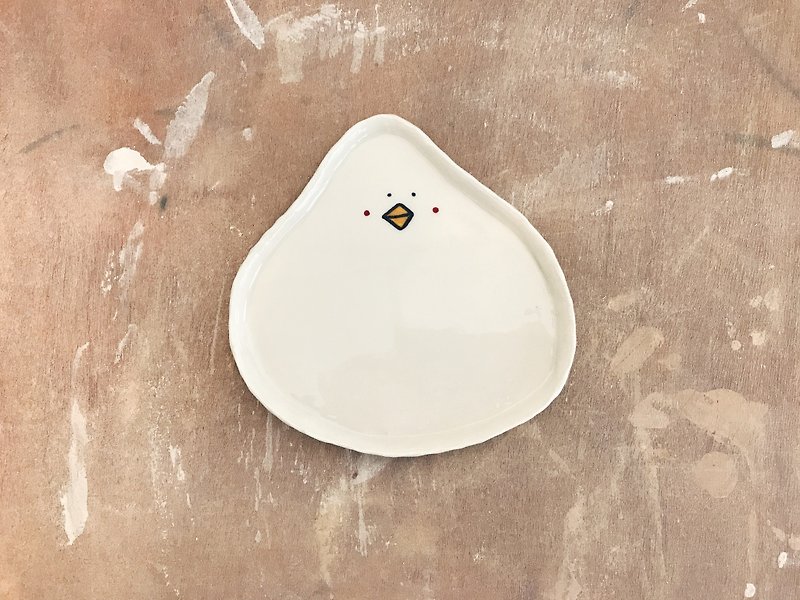 【Yoshihiko】 - chicken plate (white). - Small Plates & Saucers - Pottery White