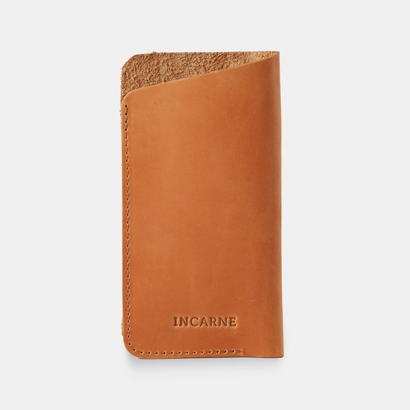 Cognac leather eyeglass case – Handmade protective glasses sleeve - Eyeglass Cases & Cleaning Cloths - Genuine Leather Orange