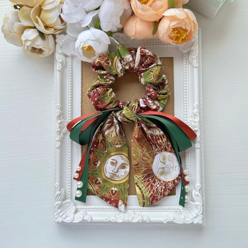 棉布長尾蝴蝶結髮圈大腸圈髮飾-皇家尊爵 - 髮夾/髮圈 - 其他材質 咖啡色