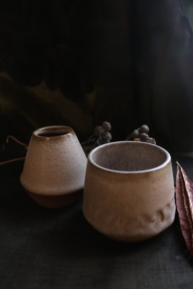 17號 陶制日式茶杯 - 牛奶可可系列 - 其他杯子 - 陶 卡其色