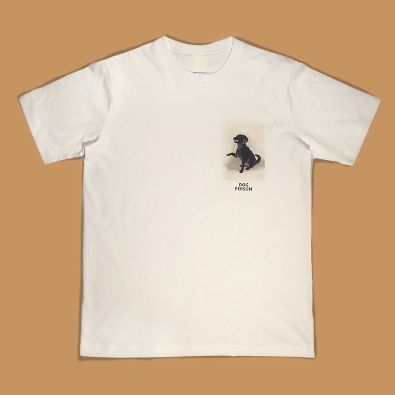 ZJ Medium Thick Pound Classic Short Sleeve T-Shirt Dog Badge Series Drawing Design Made in Taiwan MIT - Men's T-Shirts & Tops - Cotton & Hemp White