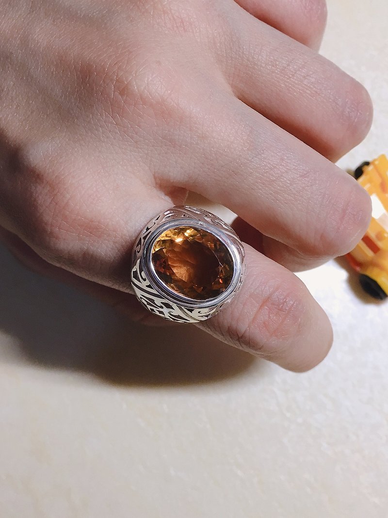 Citrine Nepal teacher father crafts silver ring work 925 sterling silver - General Rings - Crystal Yellow