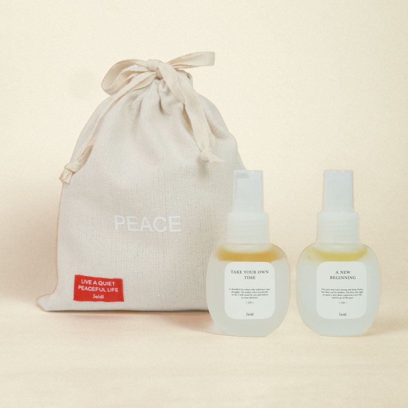 PEACE禮物袋組合－放鬆噴霧50ml兩入 贈聖誕節卡片 - 香氛/精油/擴香 - 亞麻 白色