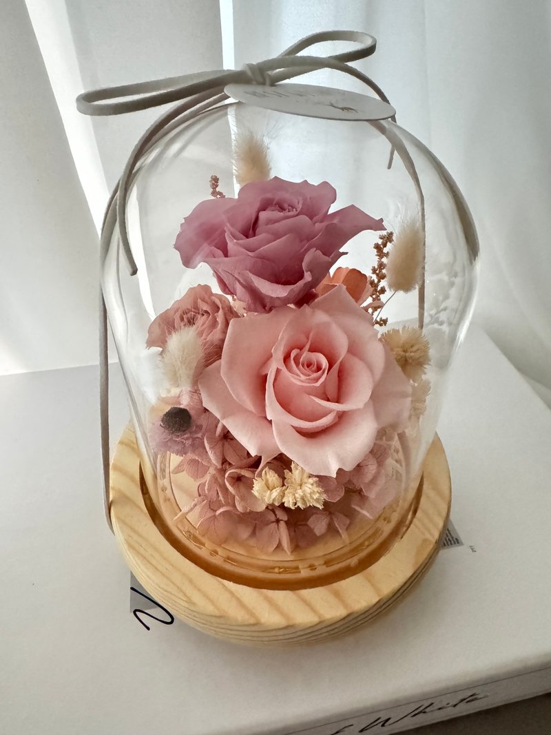 Eternal flower glass flower cup night light pink version comes with gift box and bag - Dried Flowers & Bouquets - Plants & Flowers 