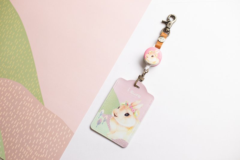 i Hao Hook Telescopic Universal ID Set / Pastoral Bunny_H12 - ที่ใส่บัตรคล้องคอ - วัสดุอื่นๆ สึชมพู