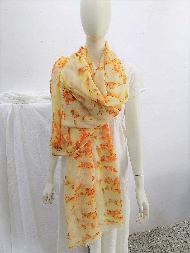 Ye Yi dyed wool scarf - ผ้าพันคอ - ขนแกะ สีส้ม