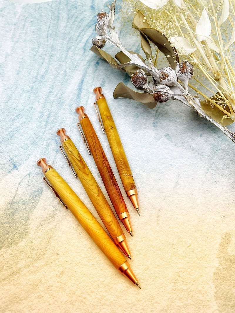 【聖誕禮盒】台灣檜木 鋼珠筆&自動鉛筆 兩用筆 免費雷射刻名字 - 鋼珠筆 - 木頭 咖啡色