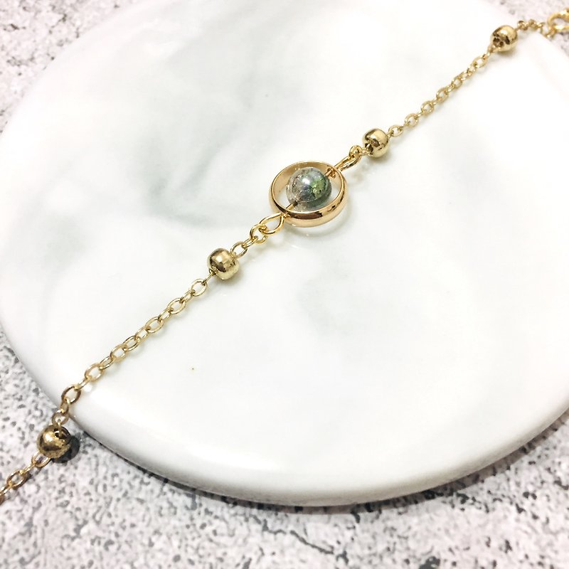 Angel's Tears | Green | Burst Glass Beads | Golden Bracelet - Bracelets - Other Metals Gold