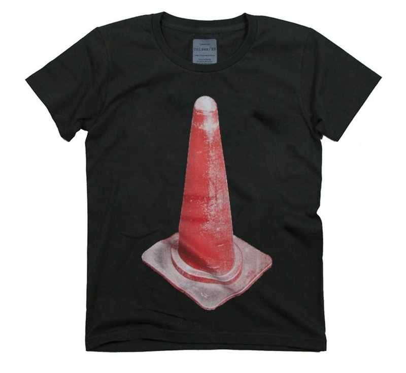 TRAFFICシリーズ　三角コーン　デザインTシャツ　ユニセックスXS〜XLサイズ　Tcollector - T 恤 - 棉．麻 黑色