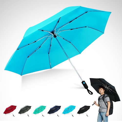 TDN TDN省力回壓極簡超撥水自動開收傘超大防風雨傘(水藍)