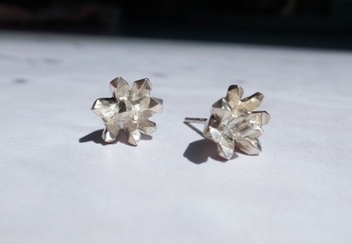 yuting jewellery 礦石結晶系列-純銀小礦物耳環-一對/可改夾