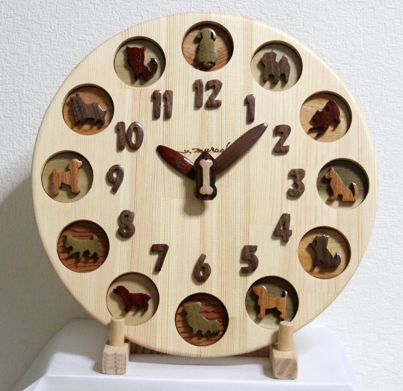 Dog Clock 30cm Large Made to Order 1 Week - นาฬิกา - ไม้ ขาว