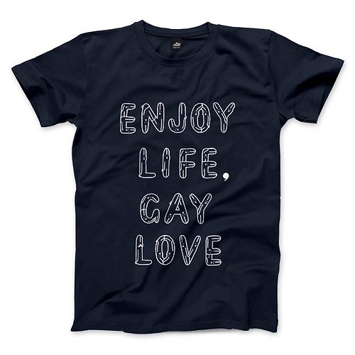 ViewFinder ENJOY LIFE, GAY LOVE - 藏青 - 中性版T恤