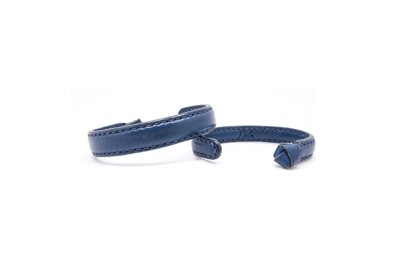Leather Bangle  Couple Bangle - Bracelets - Genuine Leather Blue