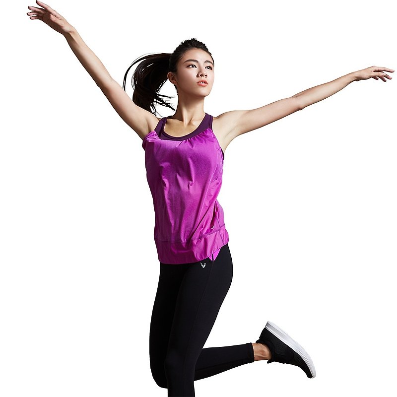 [MACACA] Yue Xin Slim 2in1 Vest - ATE1203 Purple / Dark Purple - Women's Yoga Apparel - Polyester Purple