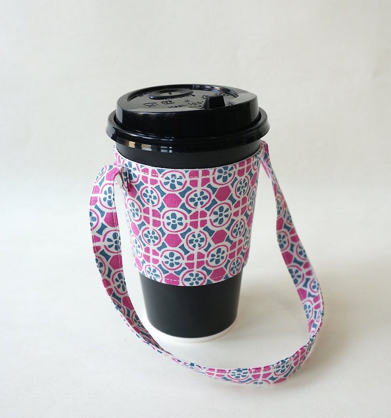 / Candy // green cup bag / beverage bag / cup sleeve - Beverage Holders & Bags - Cotton & Hemp Multicolor