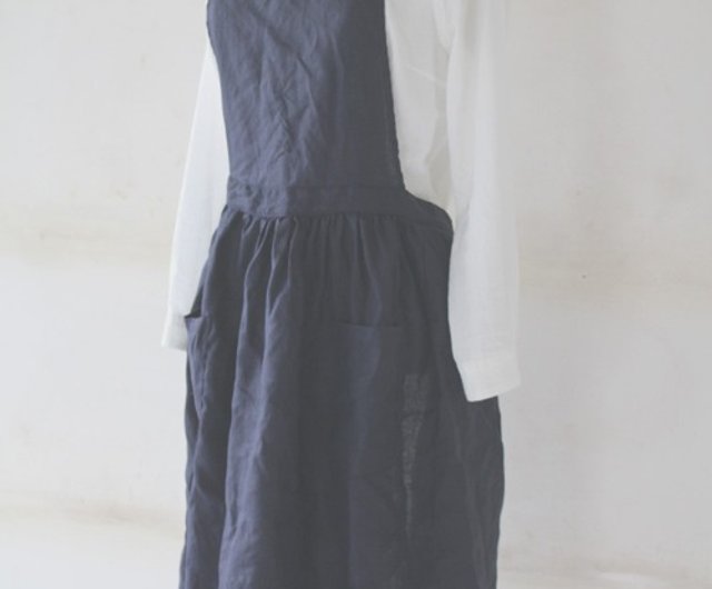 French Linen gathered one-piece apron