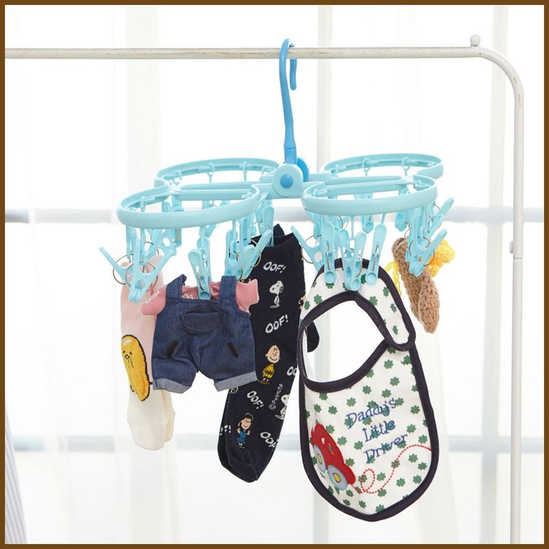 【ikloo】可折疊馬卡龍衣夾晾曬架 - 衣架/衣帽架/掛勾 - 其他材質 