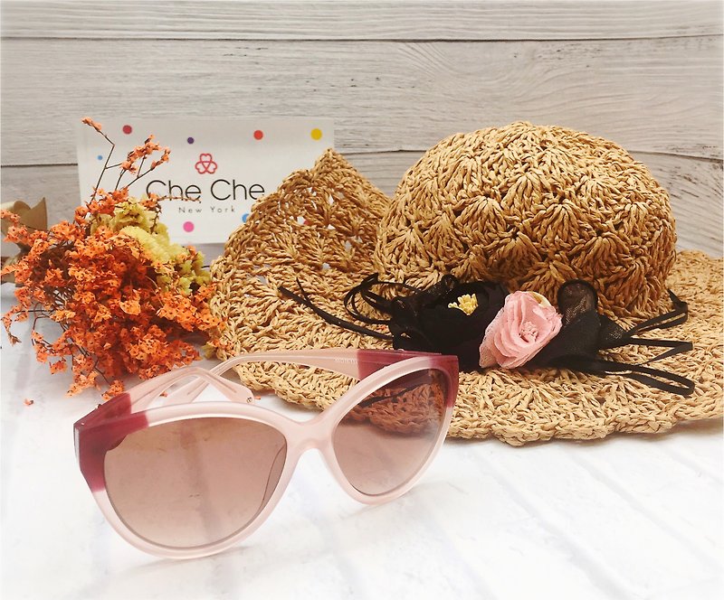 Discounted Package – Straw Hat + Sunglasses - หมวก - วัสดุอื่นๆ สึชมพู