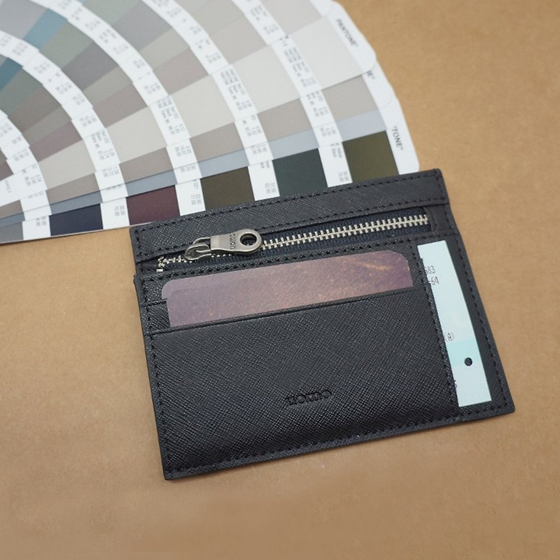 Cross grain leather - card purse - อื่นๆ - หนังแท้ สีดำ