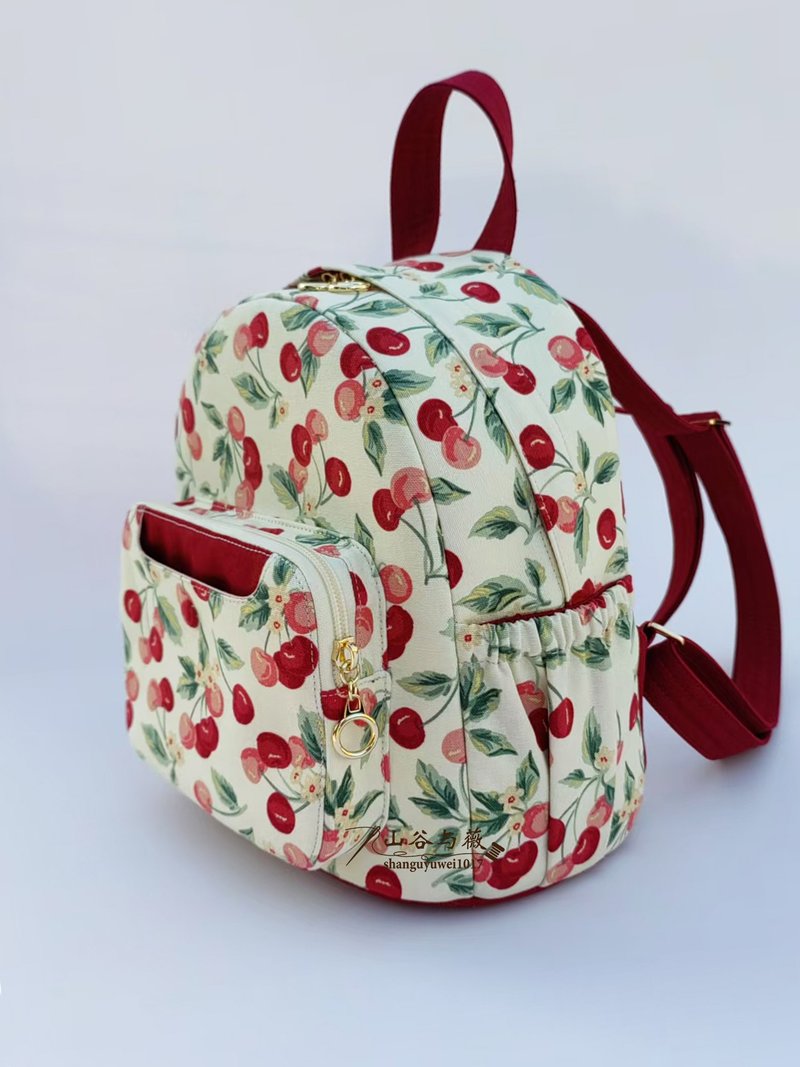 Custom Link Cherry Small Backpack - Backpacks - Cotton & Hemp Red