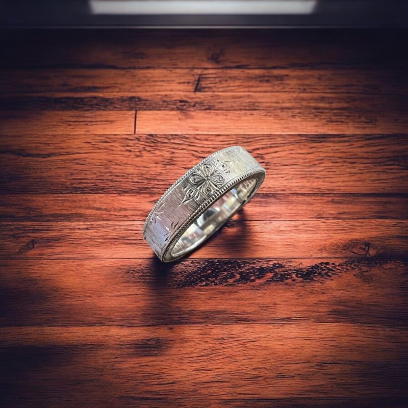 純銀勾絲批花戒指 - 戒指 - 銀 