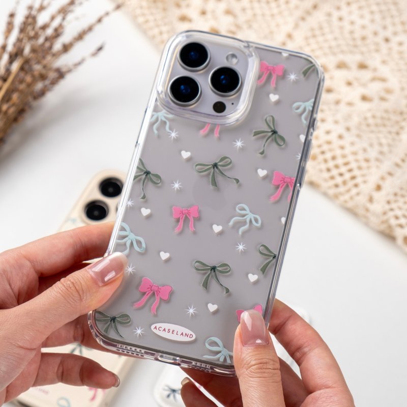 Customization | Festive bow transparent MagSafe phone case - Phone Cases - Plastic Multicolor