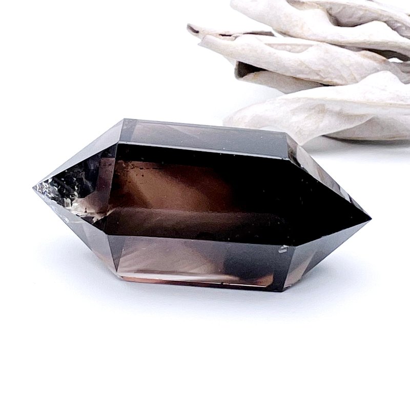 曜嶺。擺件 療癒 招財 l 魔晶宙斯 茶黃晶 雙尖 天然色帶山 l - 擺飾/家飾品 - 水晶 咖啡色