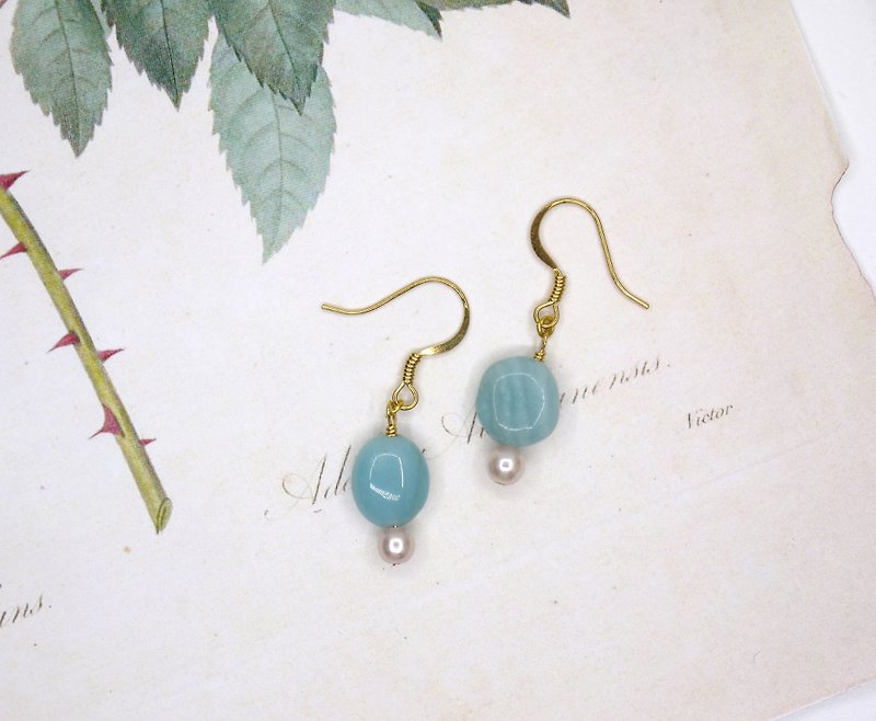  Tianhe stone pearl earrings - ต่างหู - เครื่องเพชรพลอย 