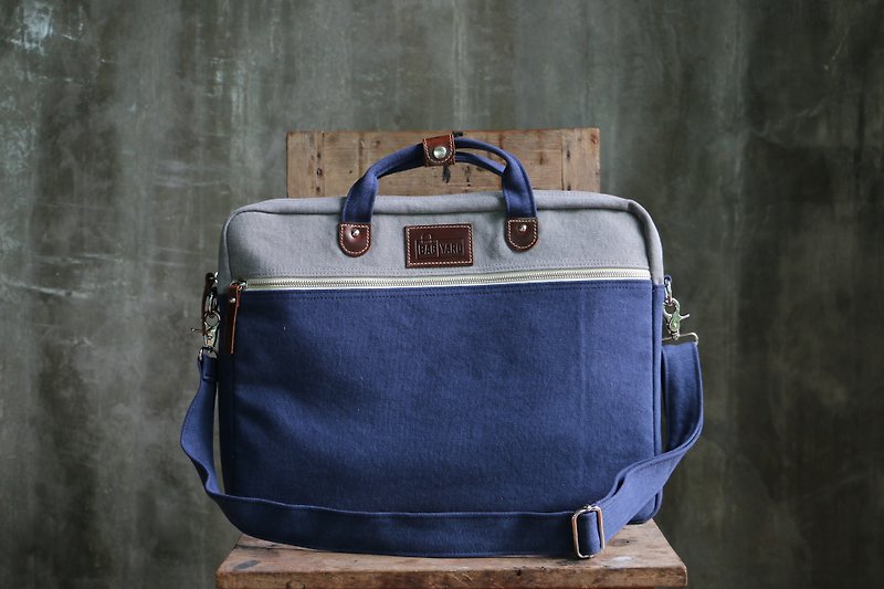 Cotton & Hemp Laptop Bags Blue - BAG UP : LAPTOP : GREY NAVY (13-Inch / 16-Inch)
