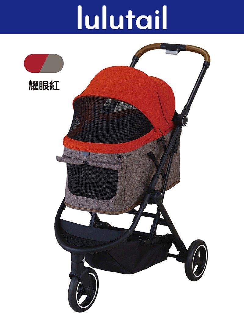 Compet Lulutail Japanese Pet Stroller (Dazzling Red) - กระเป๋าสัตว์เลี้ยง - วัสดุอื่นๆ สีแดง