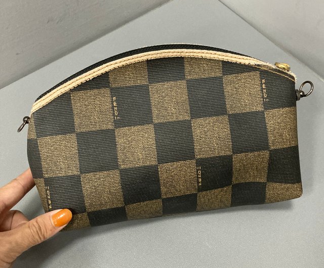 FENDI checkered classic Khaki coffee black semi circular crossbody bag with strap antique bag Shop 1j studio Handbags Totes Pinkoi